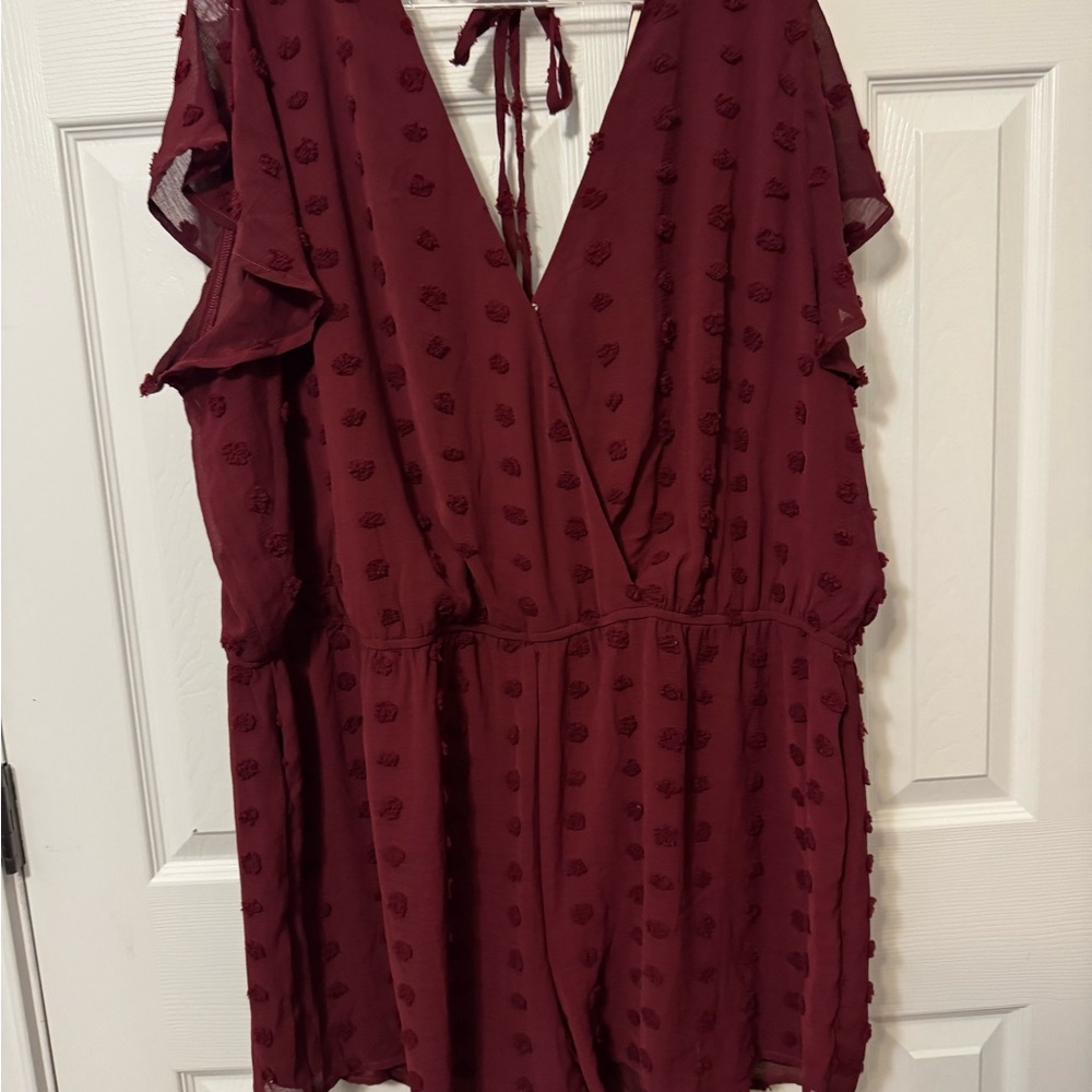 Maroon Textured romper, sz. 22/24, NWT